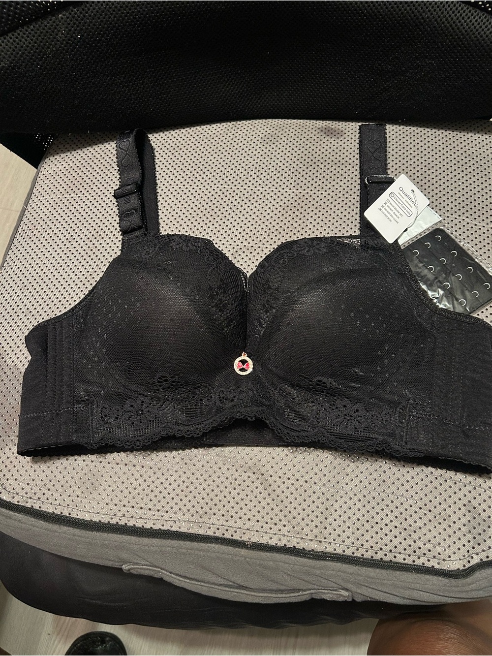 & Other Stories Black Lace-Trim Longline Bra